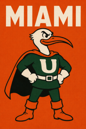 Miami Pelican Superhero Vintage-Style Wall Art Print