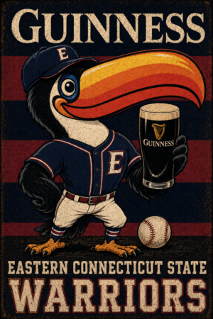 Eastern Connecticut State Warriors Guinness-Inspired Vintage Poster