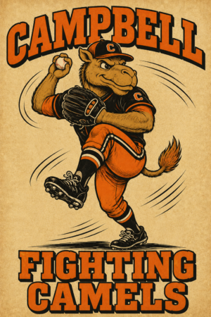 Campbell Fighting Camels Baseball Mascot Wall Art