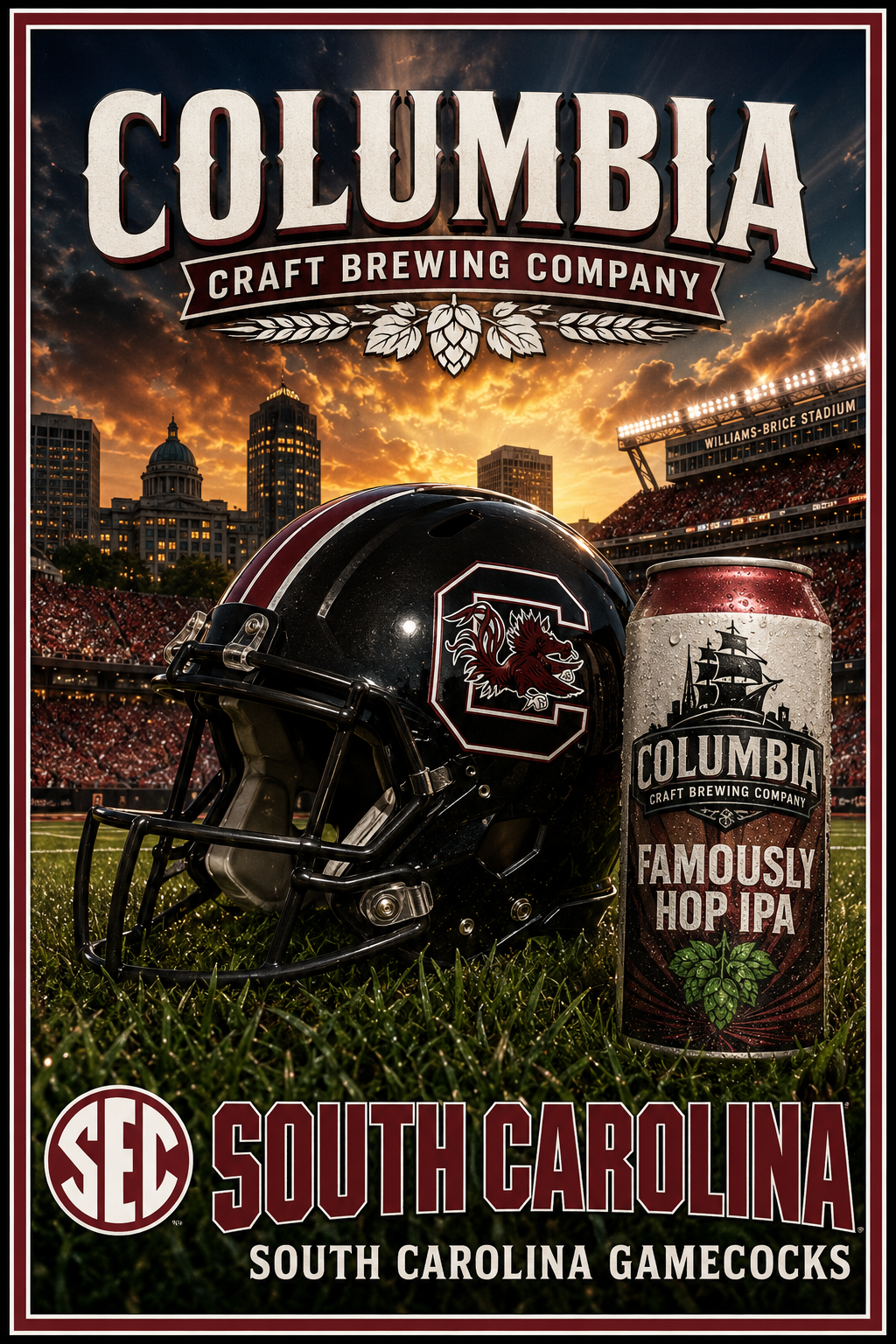 Columbia Craft Brewing South Carolina Football Poster