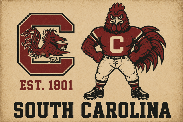 South Carolina Gamecock Vintage-Style Wall Art Print