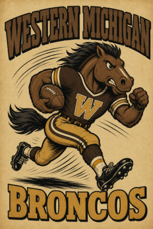 Western Michigan Broncos Vintage-Style Football Horse Wall Art