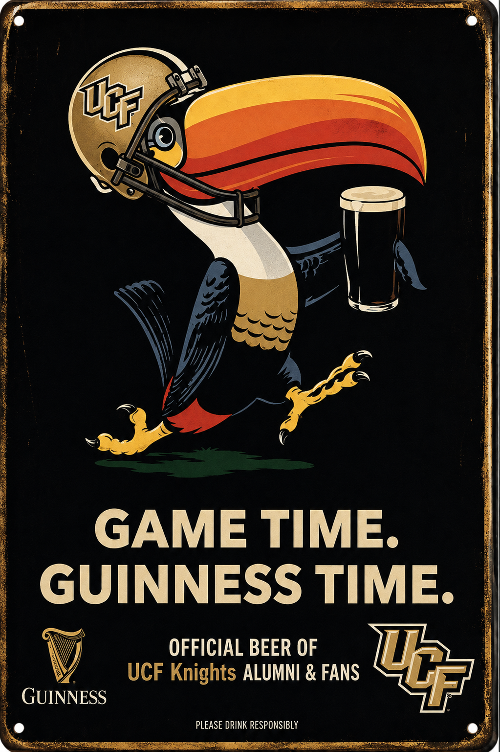 UCF Knights Game Time Guinness-Style Metal Wall Sign