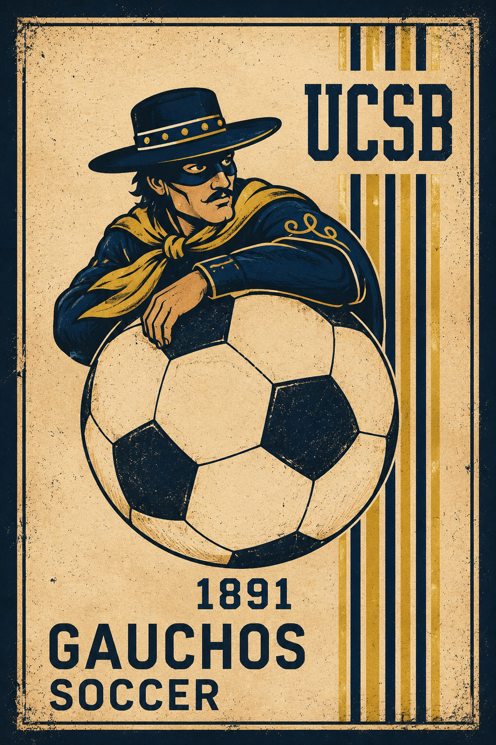 UCSB Gauchos Soccer Vintage-Style Wall Art
