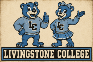Livingstone College Blue Bear Couple Retro-Style Wall Art