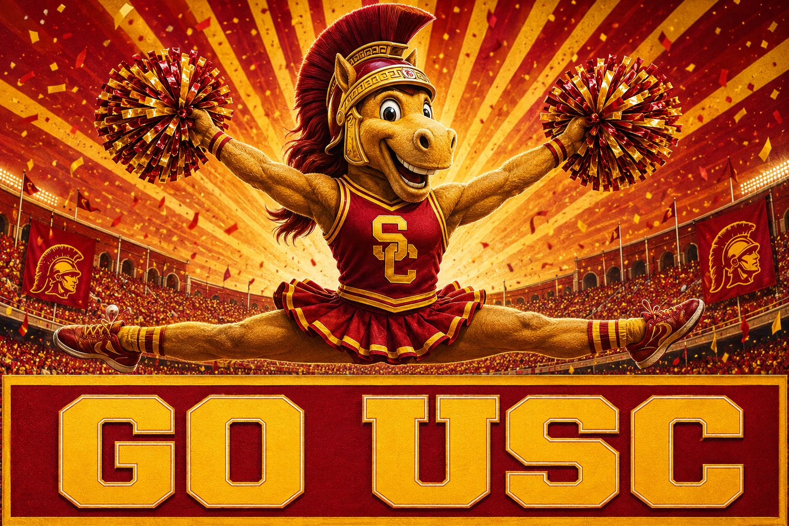 Go USC Trojan-Inspired Stadium Cheerleader Wall Art