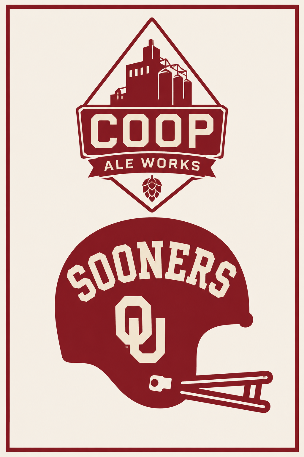 Sooners COOP Ale Works Football Wall Art Print