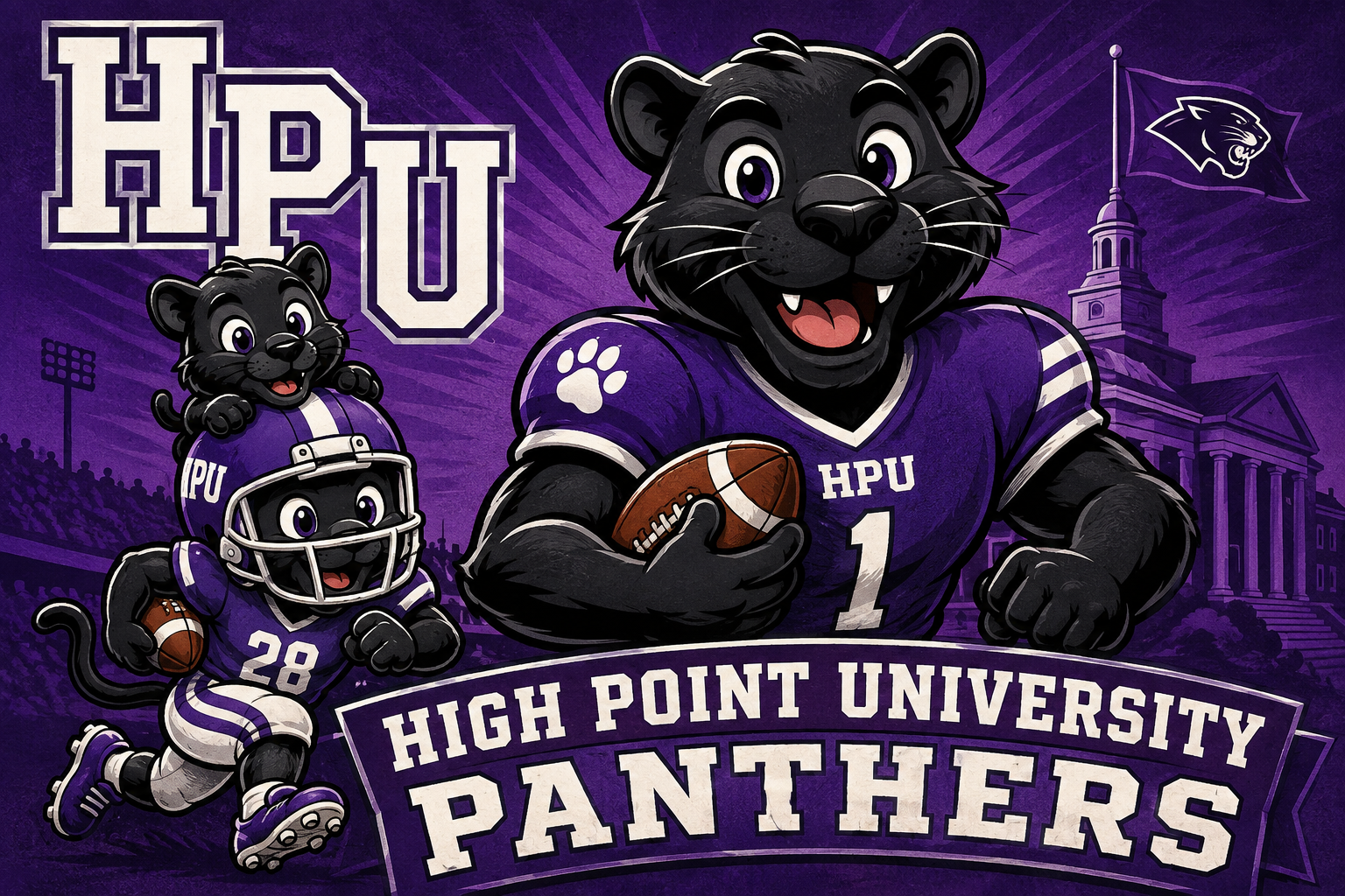 High Point Panthers Mascot Football Wall Art