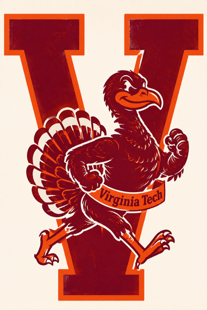 Virginia Tech Turkey Mascot V Graphic Wall Art