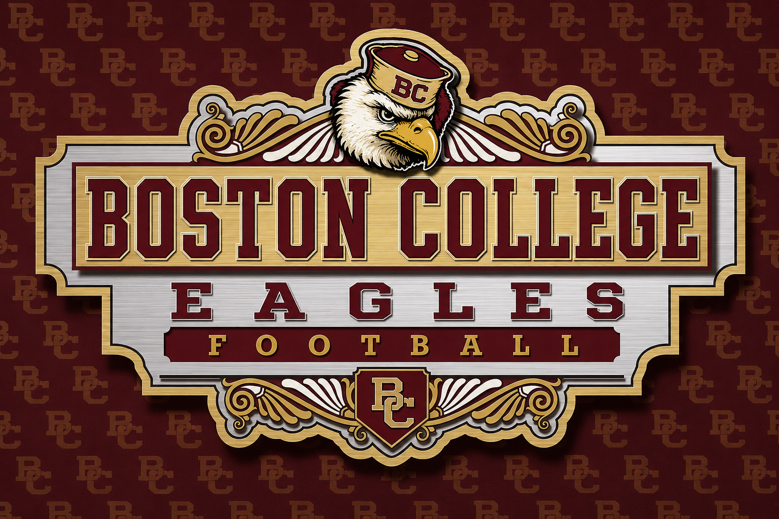 Boston College Eagles Football Vintage-Style Wall Sign Design