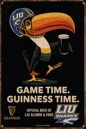 Game Time Guinness Time LIU Sharks Vintage-Style Metal Sign