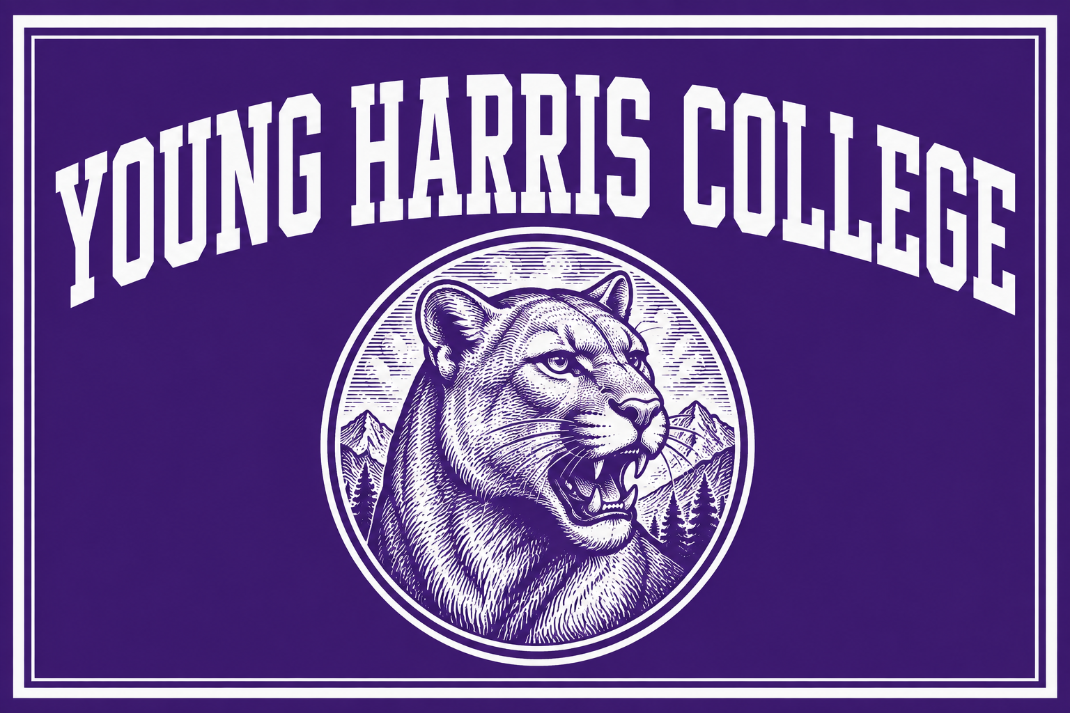 Young Harris College Cougar Design Purple Wall Art