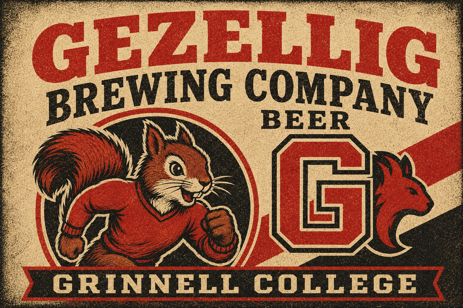 Grinnell College Squirrel Brewing Company Vintage-Style Wall Art