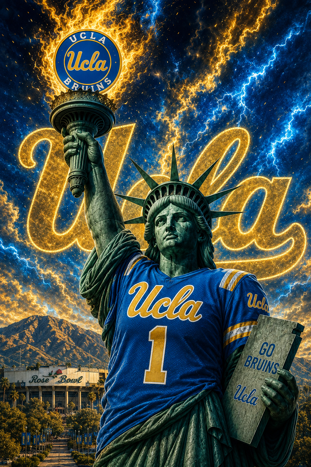 UCLA Bruins Statue Football Fan Art Wall Design