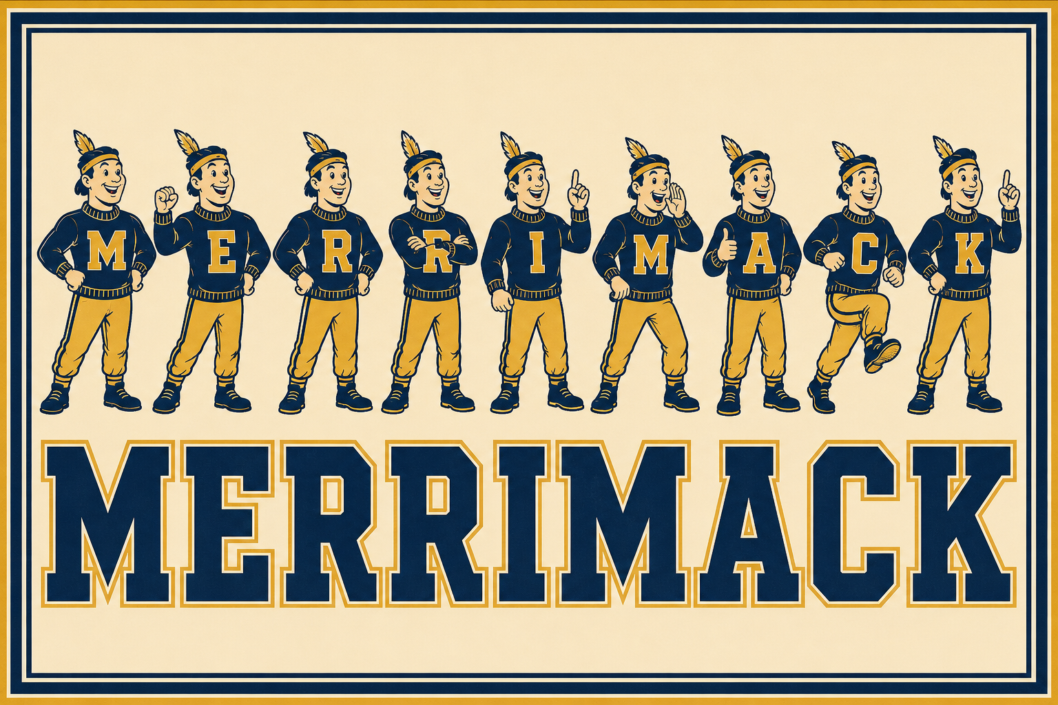 Merrimack Cartoon Marching Figures Wall Art