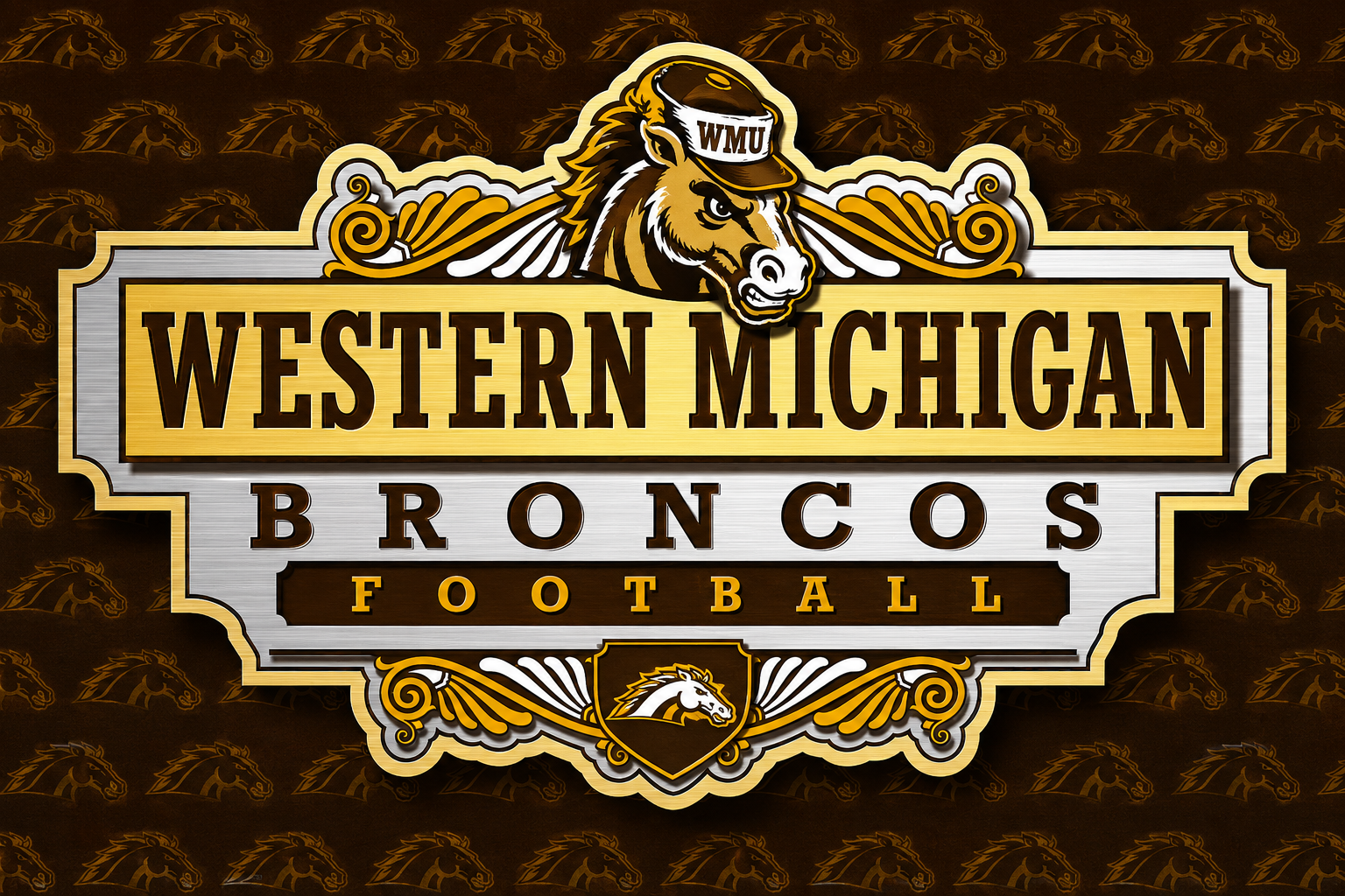 Western Michigan Broncos Football Design Wall Sign