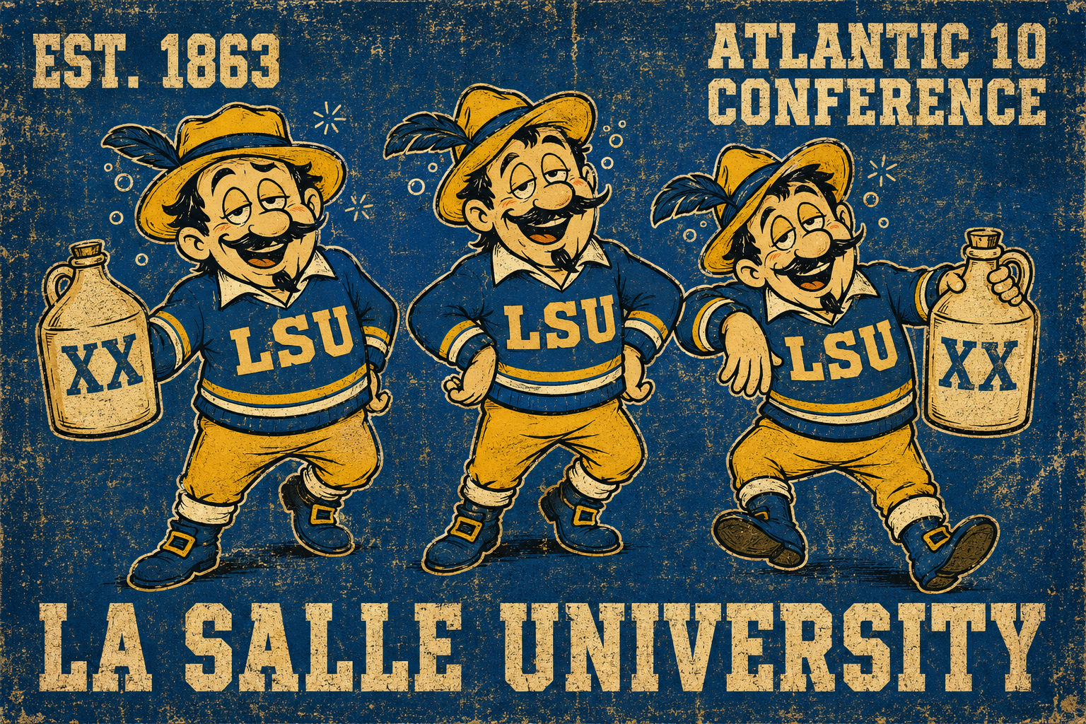 Vintage-Style La Salle University LSU Atlantic 10 Wall Art