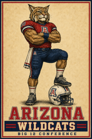 Arizona Wildcats Wildcat Football Vintage-Style Poster