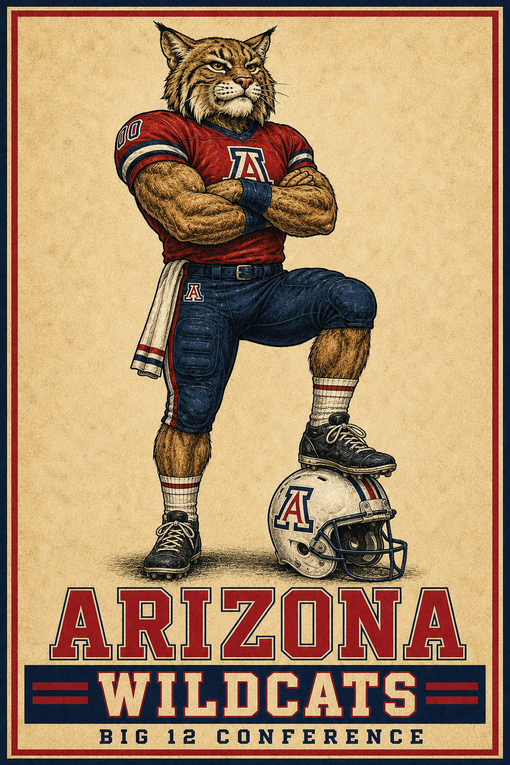 Arizona Wildcats Wildcat Football Vintage-Style Poster