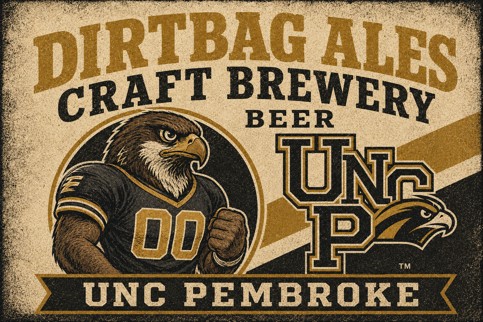 Dirtbag Ales Craft Brewery UNCP Vintage-Style Eagle Bear Wall Art