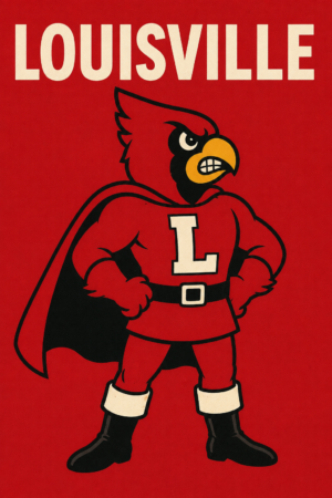 Louisville Cardinal Superhero Vintage-Style Wall Art
