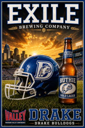 Drake Bulldogs Exile Brewing Company Football Wall Art