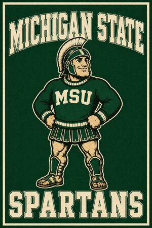 Michigan State Spartans Spartan Warrior Wall Art Print
