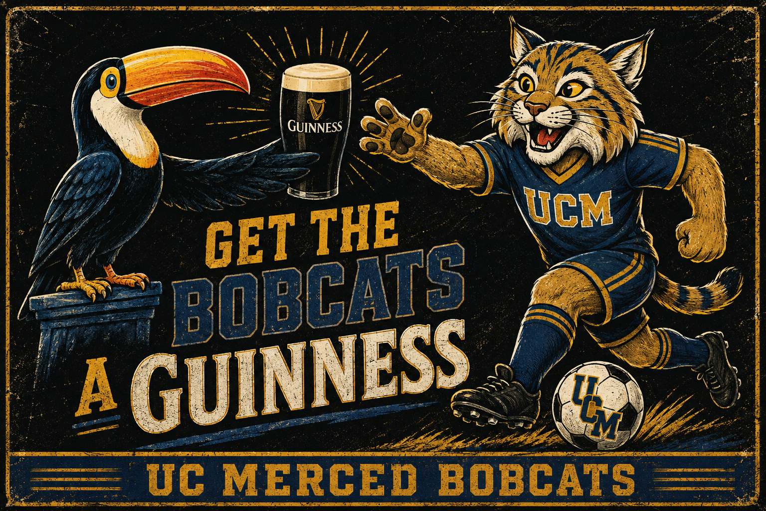 UC Merced Bobcats Get the Guinness Vintage-Style Wall Art