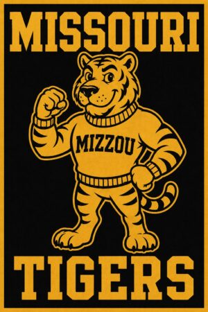 Missouri Tigers Gold and Black Cartoon Tiger Wall Art