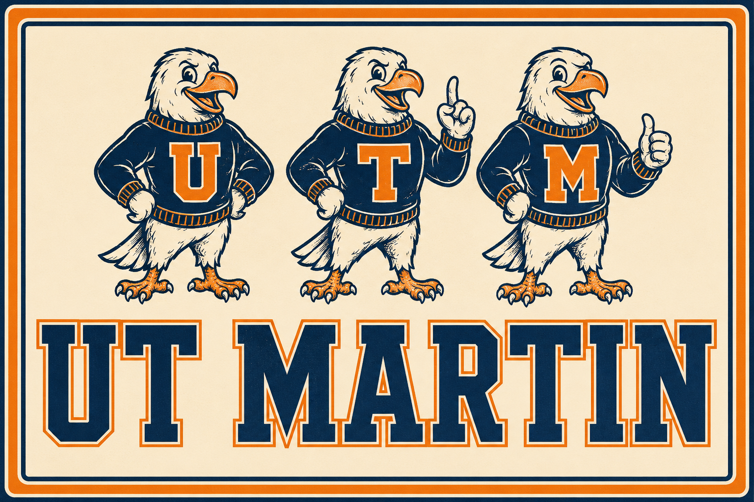 UT Martin Eagle Trio Vintage-Style Wall Art