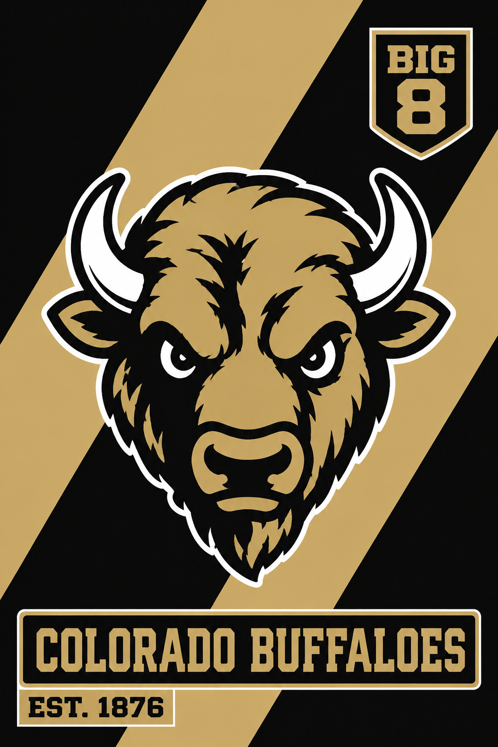 Colorado Buffaloes Big 8 Bison Wall Art Design