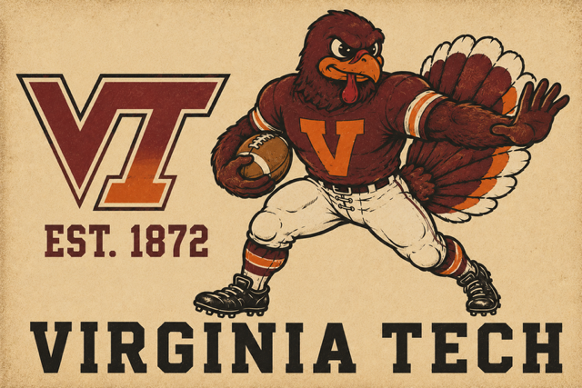 Virginia Tech Turkey Football Wall Art Print