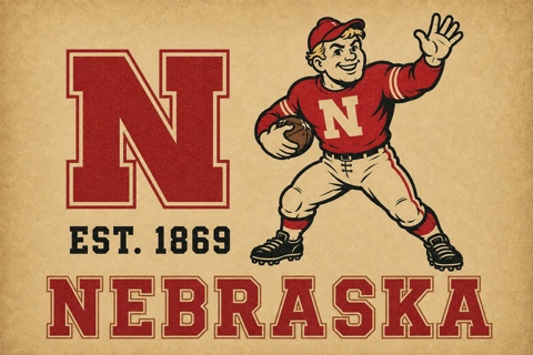 Nebraska Football Retro-Style Printed Wall Art