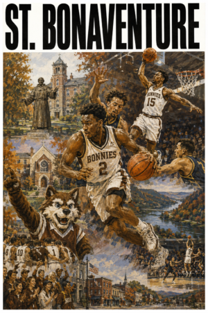 St. Bonaventure Basketball Scenic Collage Wall Art Print