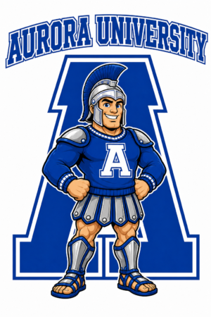 Aurora University Blue Spartan Warrior Graphic