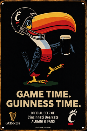Guinness Cincinnati Bearcats Game Time Vintage-Style Sign