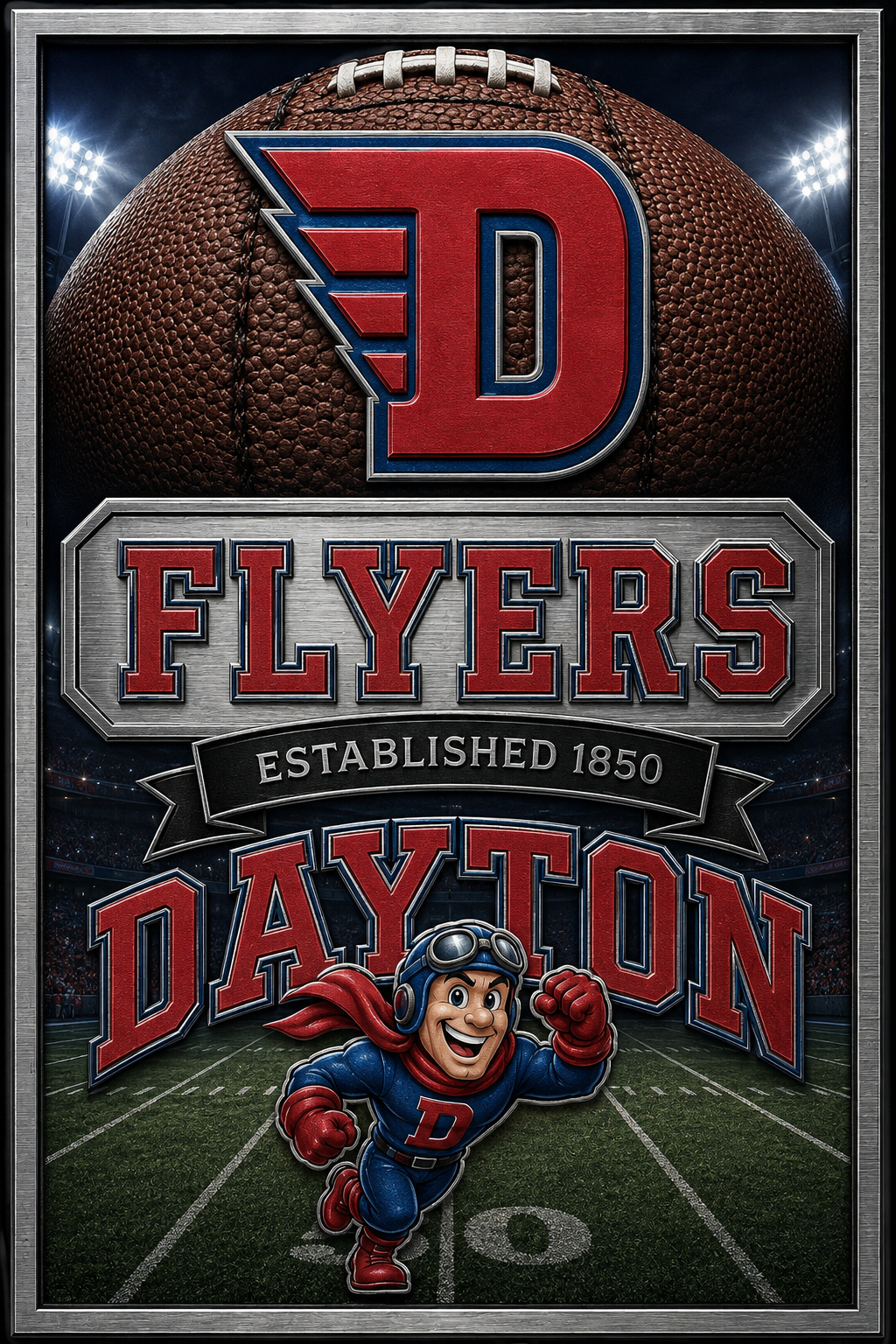 Flyers Dayton Football Stadium Graphic Wall Art