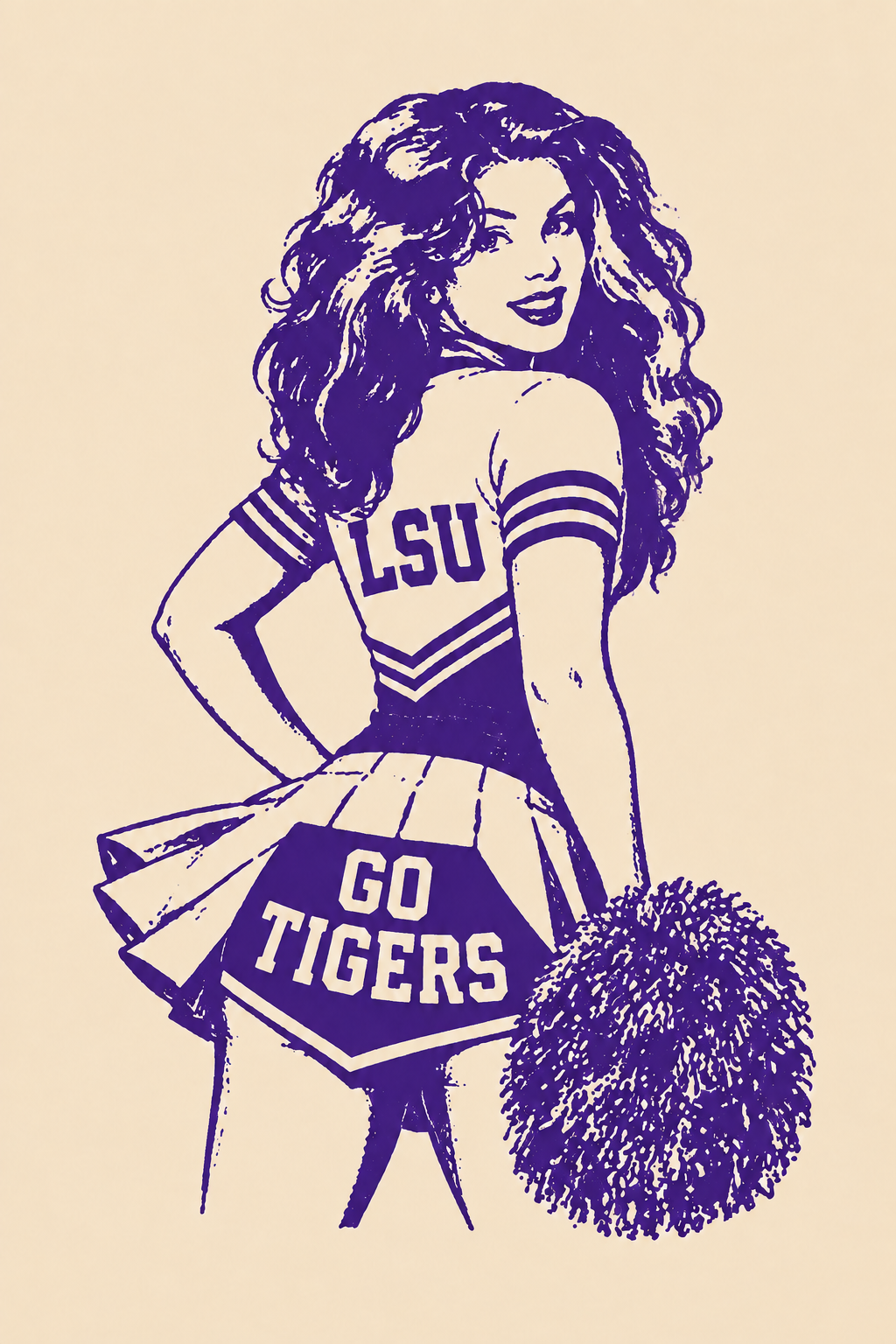 Purple LSU Go Tigers Cheerleader Wall Art Design