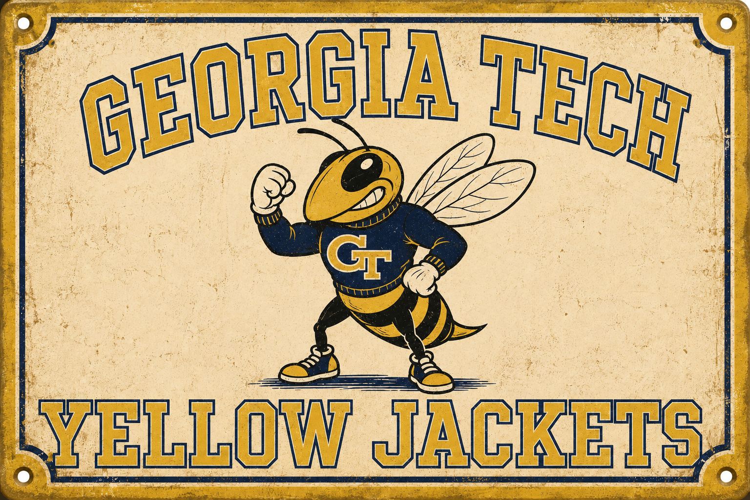 Georgia Tech Yellow Jackets Vintage-Style Mascot Wall Sign