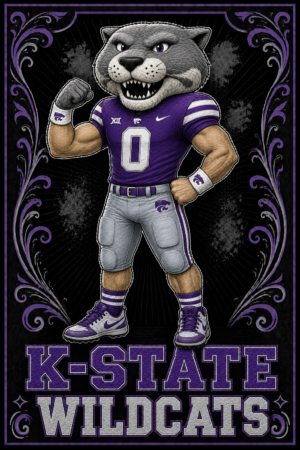 K-State Wildcats Football Wildcat Purple Poster Design
