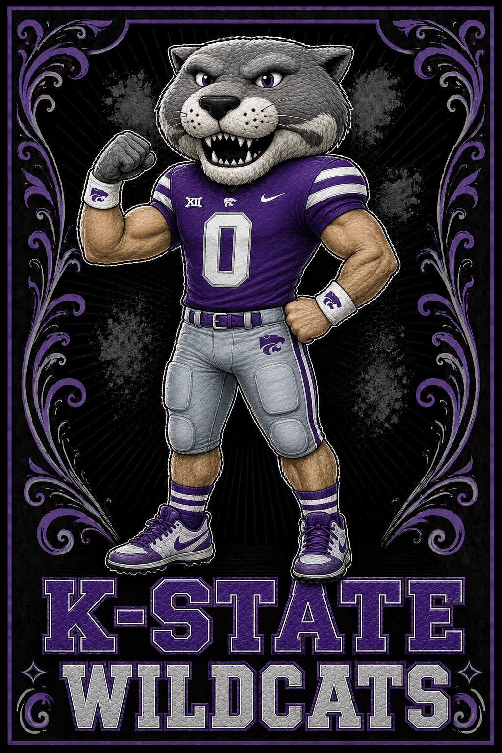 K-State Wildcats Football Wildcat Purple Poster Design