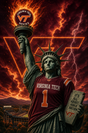 Virginia Tech Hokies Statue Storm Wall Art Print