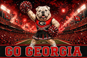 Georgia Bulldog Cheerleader Stadium Printed Wall Art