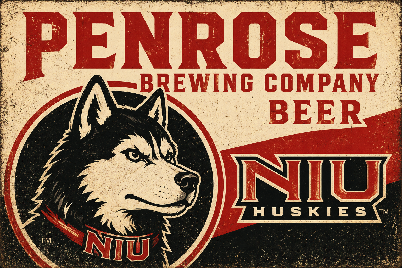 Penrose Brewing Company NIU Huskies Vintage-Style Sign