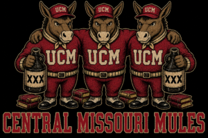 Central Missouri Mules UCM Three-Mule Vintage Graphic