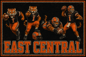 East Central Tigers Football Vintage-Style Wall Art Print