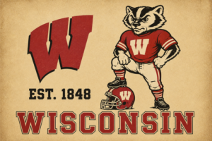 Wisconsin Badger Mascot Retro-Style Wall Art Print