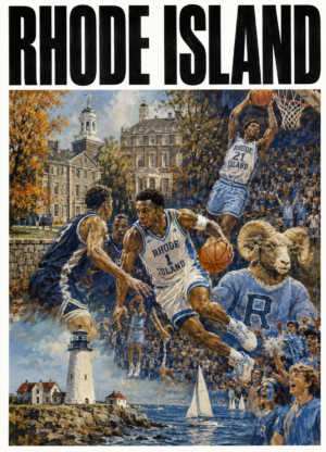 Rhode Island Basketball Heritage Illustrated Wall Art