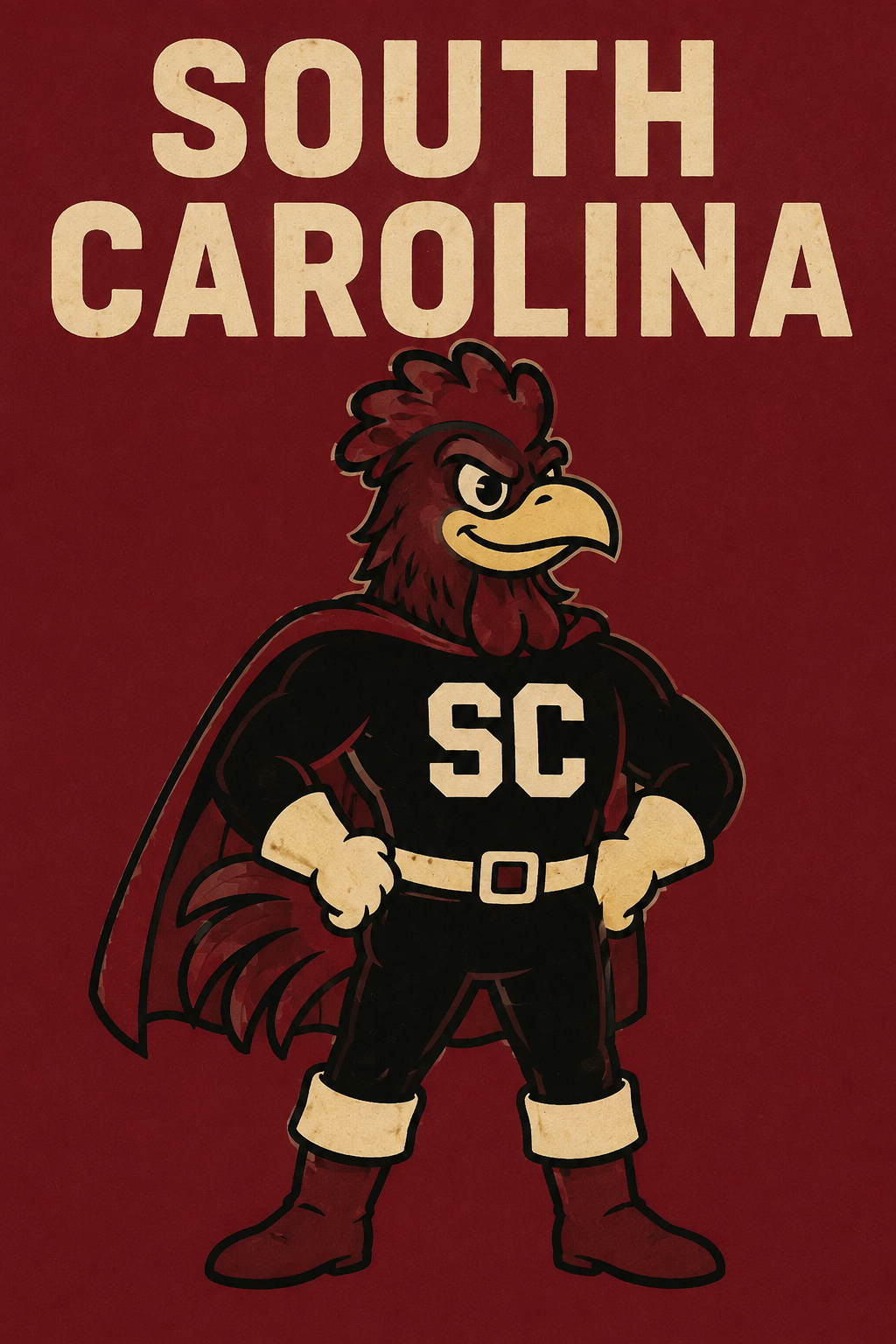 South Carolina Rooster Superhero Graphic Wall Art