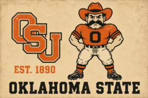 Vintage-Inspired Oklahoma State Cowboy Football Wall Art
